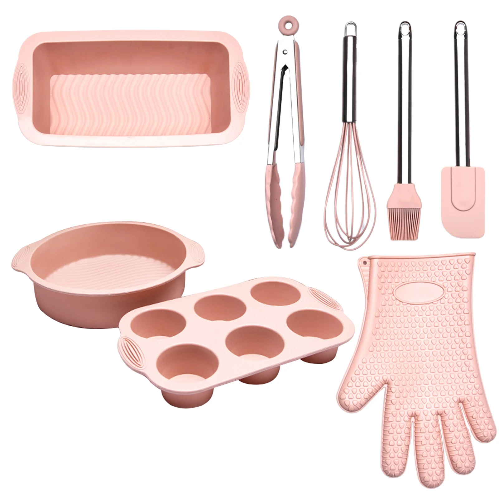 8pcs Reusable Practical Easy Demold Gloves Cake Pan Whisk Food Tongs Cooking Oil Brush Non Stick Bakeware Set Silicone Mold 
8pcs Reusable Practical Easy Demold Gloves Cake Pan Whisk Food Tongs Cooking Oil Brush Non Stick Bakeware Set Silicone Mold