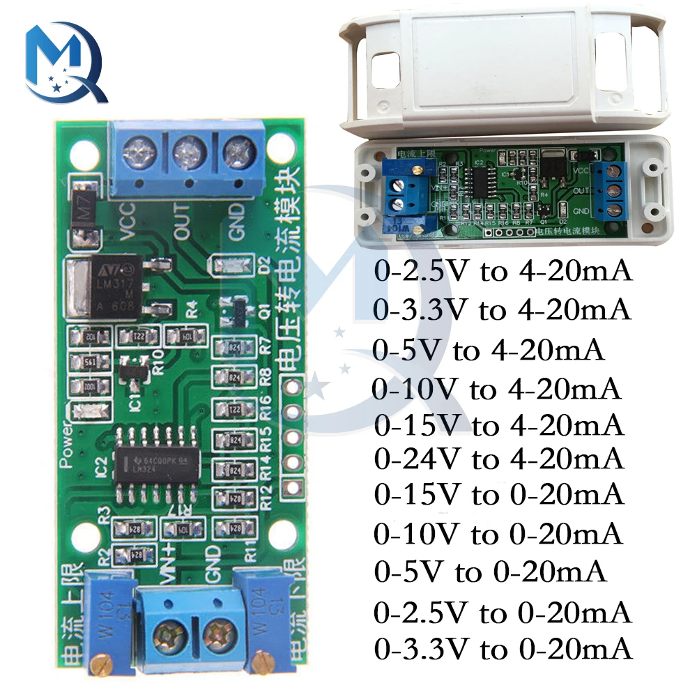 Преобразователь сигнала передатчика напряжения в ток 0-2 5 0-3 3 0-5 0-10 0-15 от 0-24 В до 0 -20