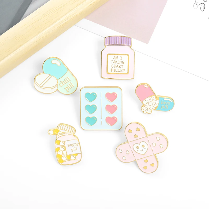 Cartoon Crazy Pill Brooches for Women Cute Cartoon Healing Band Aid Enamel Lapel Pin Badge Backpacks Jewelry Gift Wholesale 
Cartoon Crazy Pill Brooches for Women Cute Cartoon Healing Band Aid Enamel Lapel Pin Badge Backpacks Jewelry Gift Wholesale