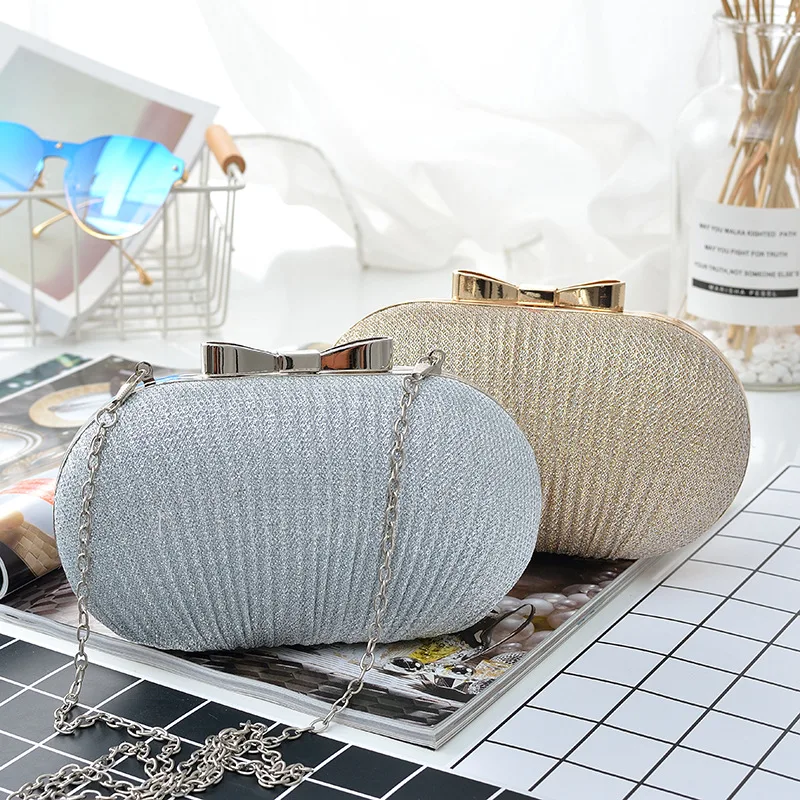 Fashion Bowknot Goose Egg Shaped Leather Evening Clutch Bag Metal Chain Ruched Hard Box Ladies Banquet Temperamen Shoulder Bags
Fashion Bowknot Goose Egg Shaped Leather Evening Clutch Bag Metal Chain Ruched Hard Box Ladies Banquet Temperamen Shoulder Bags
