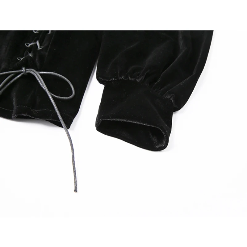 Women's Crop Black Blouses Drawstring Lace-Up Vintage Gothic Short Shirts Female Long Sleeve 2021 Korean Streetwear Loose Tops
Women's Crop Black Blouses Drawstring Lace-Up Vintage Gothic Short Shirts Female Long Sleeve 2021 Korean Streetwear Loose Tops
