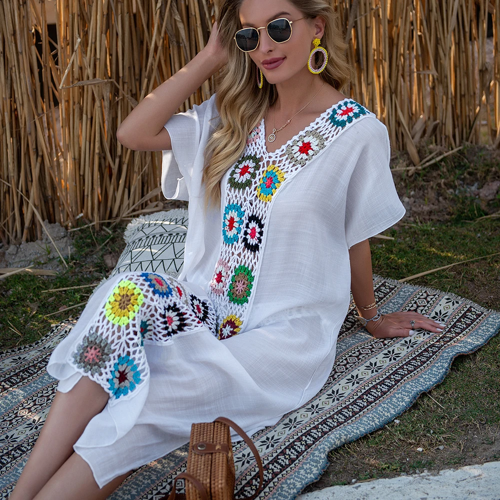 Women Beach Dress Cover-Ups Swimsuit Cover Ups 2021 Beachwear Bathing Suit Swim Cape For Woman Summer Tunic Saida Praia 
Women Beach Dress Cover-Ups Swimsuit Cover Ups 2021 Beachwear Bathing Suit Swim Cape For Woman Summer Tunic Saida Praia