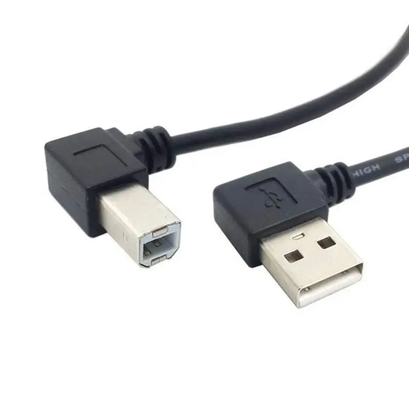 Левый Угловой USB 2 0 A папа левый угловой B 90 градусов Принтер Сканер кабель 20