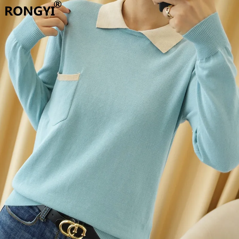 RONGYI New Sweater Women's Pure Cotton Knitted Tops Fake Two Pieces Of Spring And Autumn Thin Outer Wear Bottoming Shirt Loose
RONGYI New Sweater Women's Pure Cotton Knitted Tops Fake Two Pieces Of Spring And Autumn Thin Outer Wear Bottoming Shirt Loose