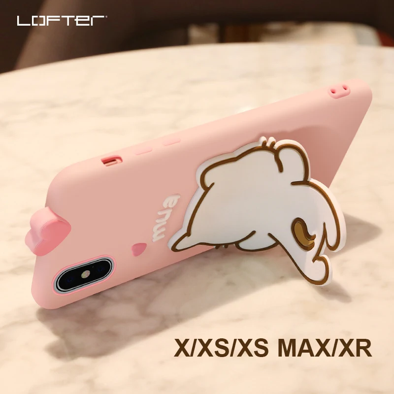 Симпатичный чехол для Apple iPhone X XS Max ударопрочный с кронштейном XR силиконовый