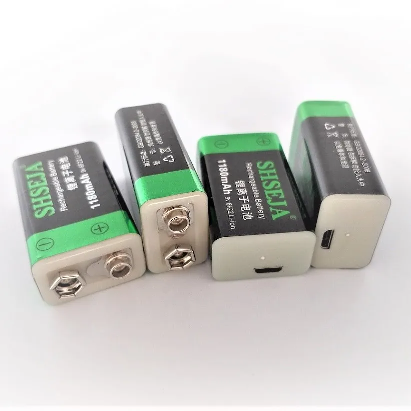 Литий ионная батарея большой емкости 9 В 1180 мАч 6F22 USB перезаряжаемая клавиатура