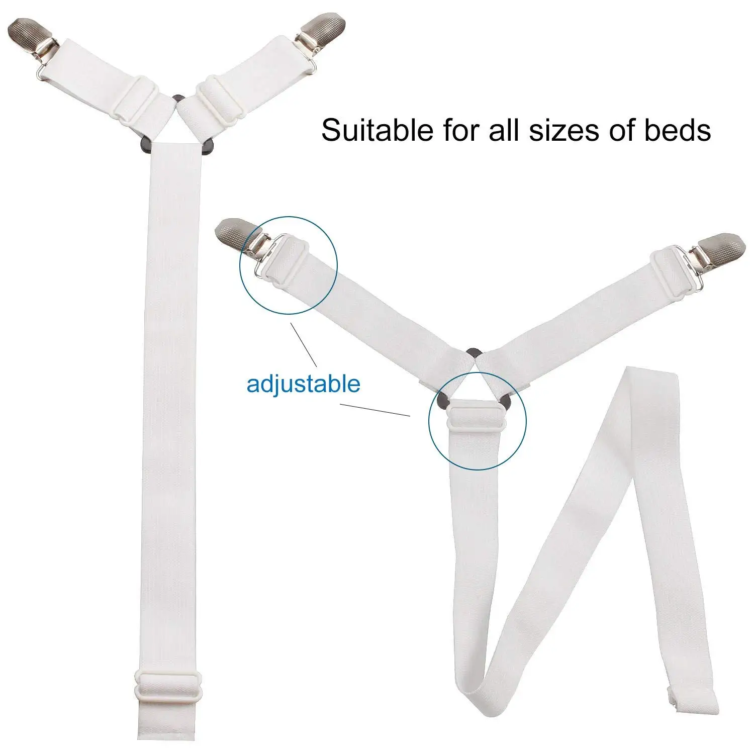 Bed Sheet Clips Adjustable Fitte Grippers Fasteners 3 Way 6 Sides Sheet Suspenders Elastic Sheet Holders Mattress Clips Straps
Bed Sheet Clips Adjustable Fitte Grippers Fasteners 3 Way 6 Sides Sheet Suspenders Elastic Sheet Holders Mattress Clips Straps