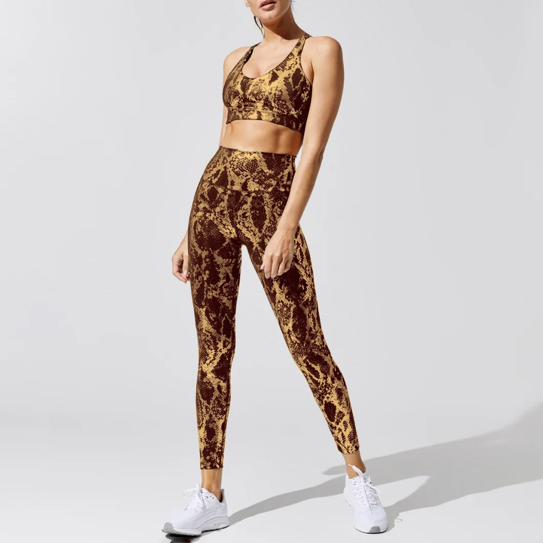 Ins net red bronzing yoga fitness suit metallic snake pattern running sports yoga wear women 2 piece set women 
Ins net red bronzing yoga fitness suit metallic snake pattern running sports yoga wear women 2 piece set women