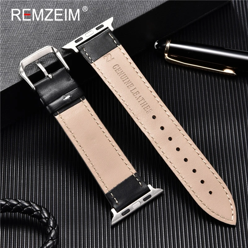 Ремешок REMZEIM из телячьей кожи для Apple Watch Band Series 7/6/5/4/3/2/1 спортивный браслет 42 мм 38 45