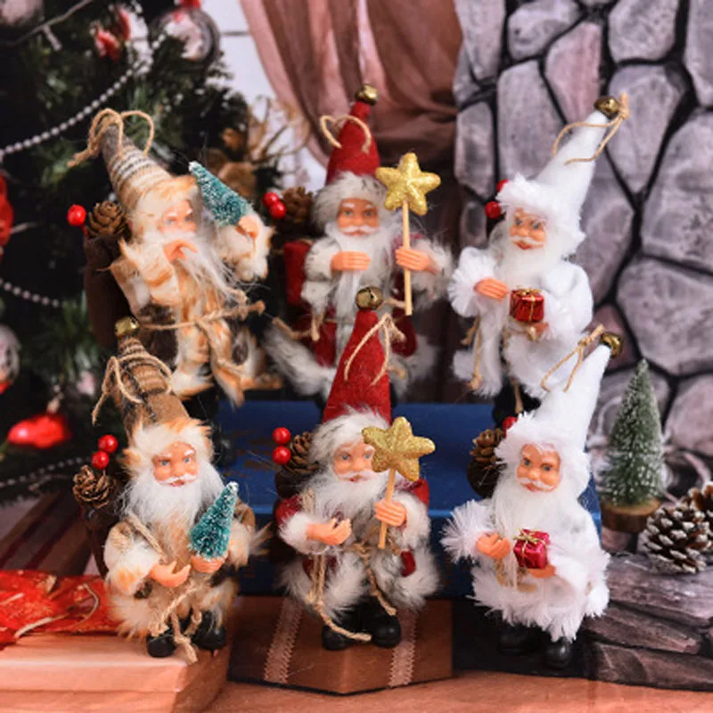 

16CM Christmas Santa Claus Doll Toy 1PC Christmas Exquisite Toys Tree Ornaments Decoration For Home Happy New Year Gift