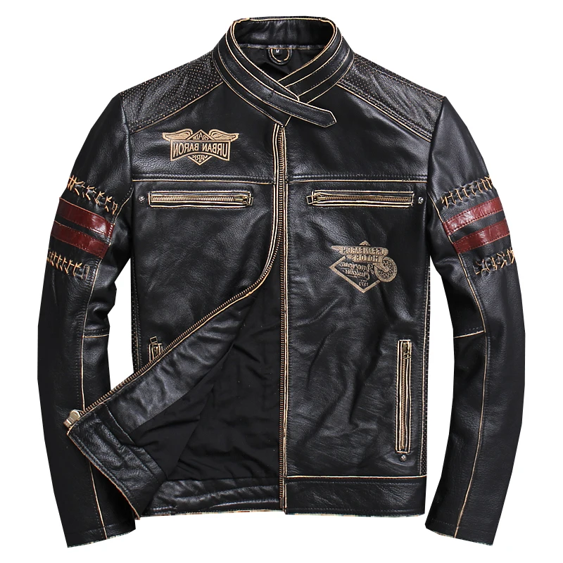 Layer Men's First Cowhide Frayed Embroidered Leather Jacket Slim Korean Motorcycle Leather Jacket Autumn and Winter Coat
Layer Men's First Cowhide Frayed Embroidered Leather Jacket Slim Korean Motorcycle Leather Jacket Autumn and Winter Coat