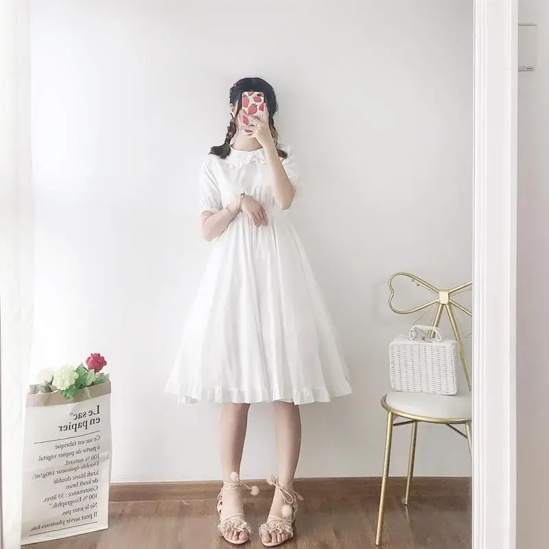 QWEEK Kawaii Peter Pan Collar White Dress Women Summer 2021 Sweet Cute Puff Sleeve Ruffle Dress Princess Fairy Mori Girls Soft
QWEEK Kawaii Peter Pan Collar White Dress Women Summer 2021 Sweet Cute Puff Sleeve Ruffle Dress Princess Fairy Mori Girls Soft