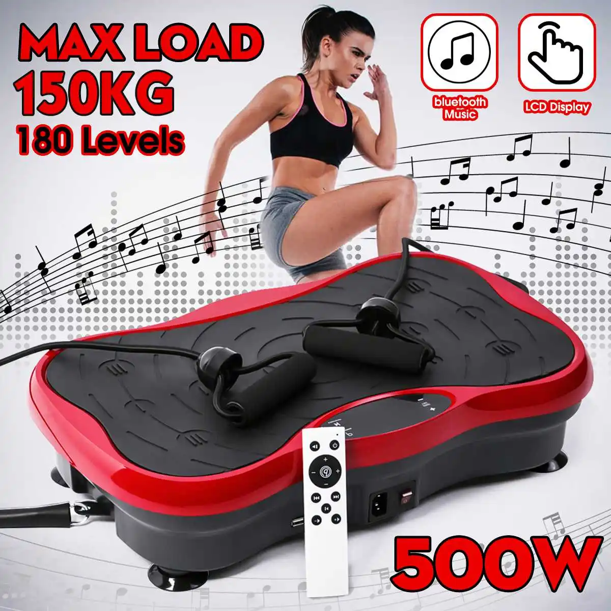 200KG/330lb Exercise Fitness Slim Vibration Machine Trainer Plate Platform Body Shaper Remote Control with Resistance Bands 500W
200KG/330lb Exercise Fitness Slim Vibration Machine Trainer Plate Platform Body Shaper Remote Control with Resistance Bands 500W