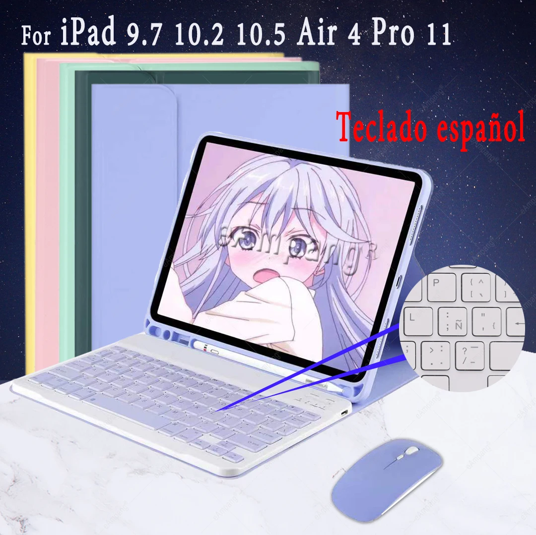 Чехол с испанской клавиатурой для iPad Air 2020 4 4th 10 9 Pro 11 2018 7 5th 6th 2 7th 8 8th Generation 3 5