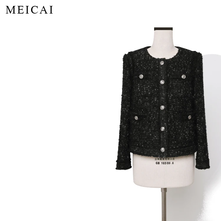 2021 spring women black tweed jacket desinger single breasted round neck office lady formal jackets woolen outerwear
2021 spring women black tweed jacket desinger single breasted round neck office lady formal jackets woolen outerwear