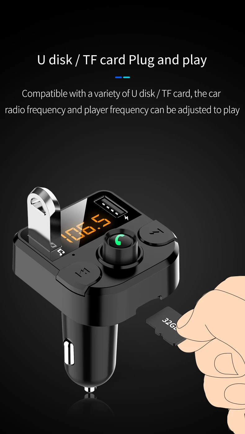 

Bluetooth 5,0 автомобильный FM-трансмиттер модулятор Автомобильный комплект с 3,1 а двойным USB-зарядным устройством автомобильный аудио mp3-плеер Автомобильный FM-передатчик Громкая связь