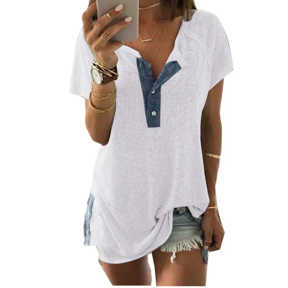 Casual Button Round Neck T-shirts Women Short Sleeve Ruffle Stylish Loose Female Tees Tops
Casual Button Round Neck T-shirts Women Short Sleeve Ruffle Stylish Loose Female Tees Tops