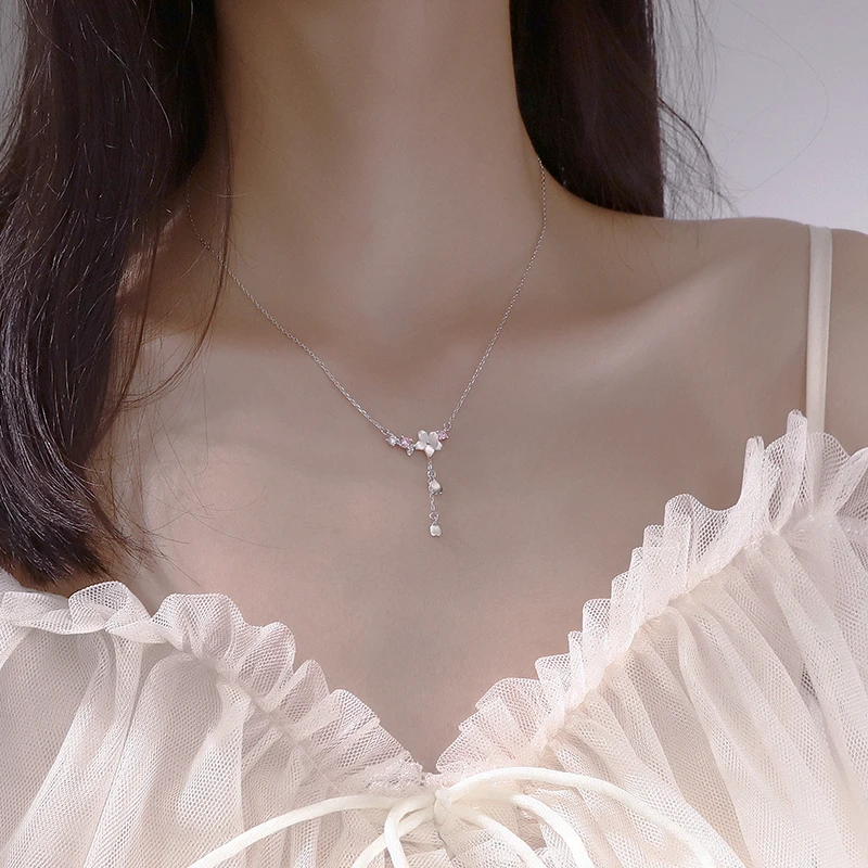 POPACC 925 Sterling Silver Shell Cherry Flower Long Tassel Necklace for Women Temperament Heart Clavicle Chain Necklace
POPACC 925 Sterling Silver Shell Cherry Flower Long Tassel Necklace for Women Temperament Heart Clavicle Chain Necklace