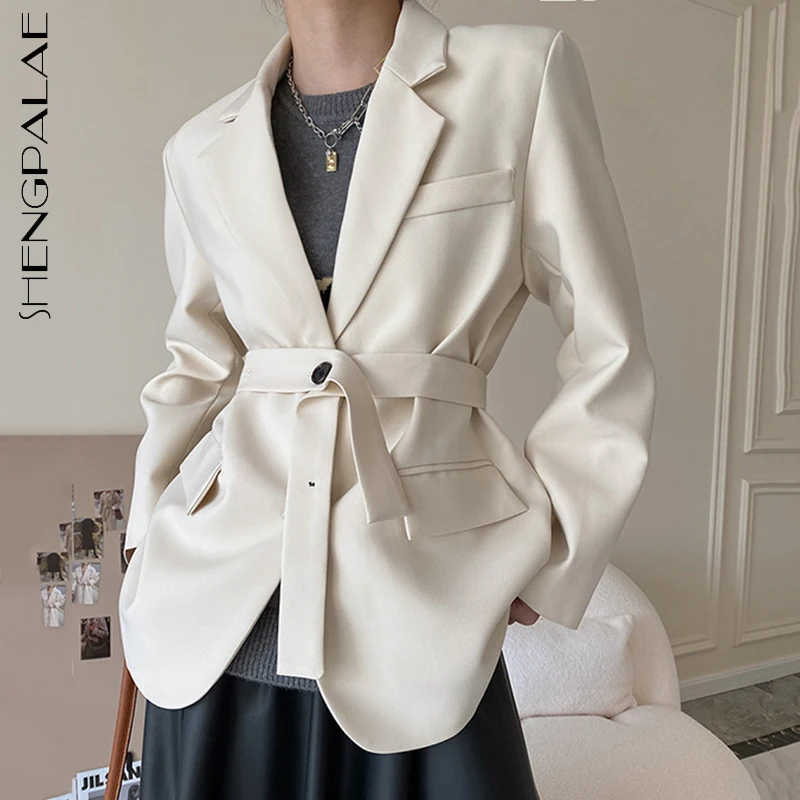 SHENGPALAE Fashion Solid Color Blazer Women's Winter 2021 New Notched Loose Single Breasted Sashes Long Sleeve Thic Suit Jacket
SHENGPALAE Fashion Solid Color Blazer Women's Winter 2021 New Notched Loose Single Breasted Sashes Long Sleeve Thic Suit Jacket