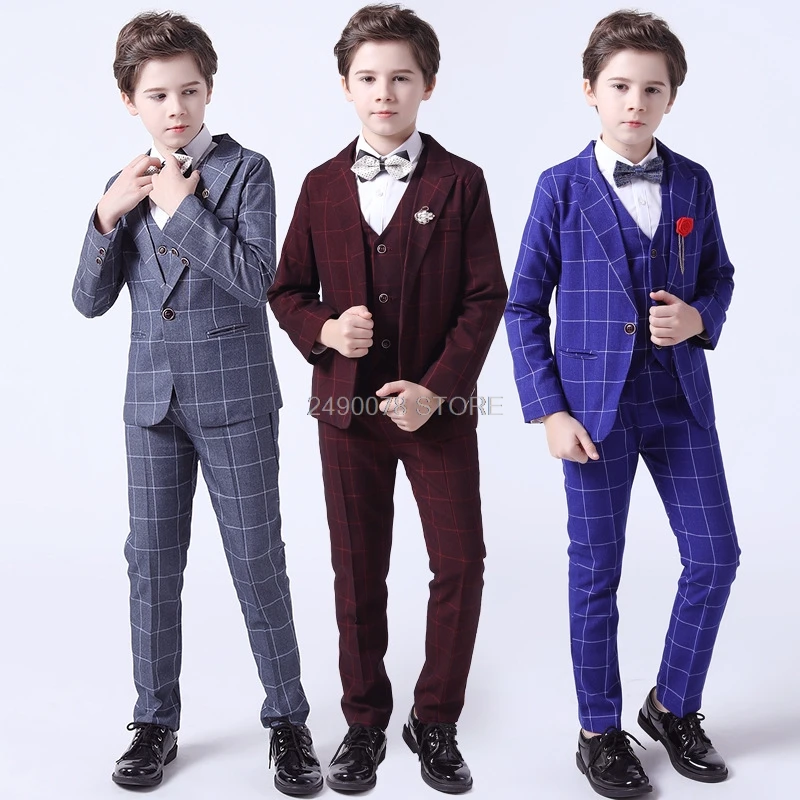 Flower Boys Luxurious Wedding Suit Kid Plaid Jacket Vest Pants Bowtie 4Pcs Formal Dress Children Piano Performance Party Costume
Flower Boys Luxurious Wedding Suit Kid Plaid Jacket Vest Pants Bowtie 4Pcs Formal Dress Children Piano Performance Party Costume
