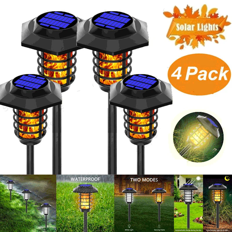 4pcs Outdoor Solar Flame Lights Waterproof Bright White Lights Torch Lamp Waterproof Garden Lawn Lamp for Christmas Garden Patio
4pcs Outdoor Solar Flame Lights Waterproof Bright White Lights Torch Lamp Waterproof Garden Lawn Lamp for Christmas Garden Patio