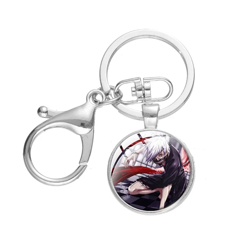 Anime Tokyo Ghoul Keychain Mask Boys Kaneki Ken Cartoon Figures Print Glass Art Picture Key Ring Holder Ornaments Pendant Gifts | Украшения