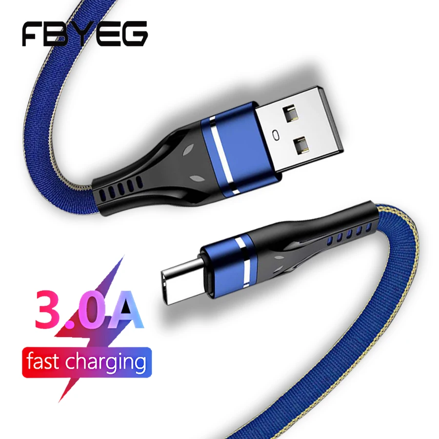 FBYEG 2.4A Micro USB кабель для зарядки Type C Huawei Samsung iPhone синхронизации данных 1 м быстрой
