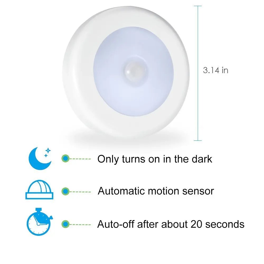 Round Led Intelligent Human Body Infrared Induction Light Bedroom Aisle Staircase Night Light Battery Type Night Light White
Round Led Intelligent Human Body Infrared Induction Light Bedroom Aisle Staircase Night Light Battery Type Night Light White