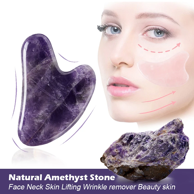 Natural Amethyst Stone Guasha Massager for Face Scraper Thin Face Skin Lifting Slimming Guasha Plate Facial Beauty Skin Care
Natural Amethyst Stone Guasha Massager for Face Scraper Thin Face Skin Lifting Slimming Guasha Plate Facial Beauty Skin Care