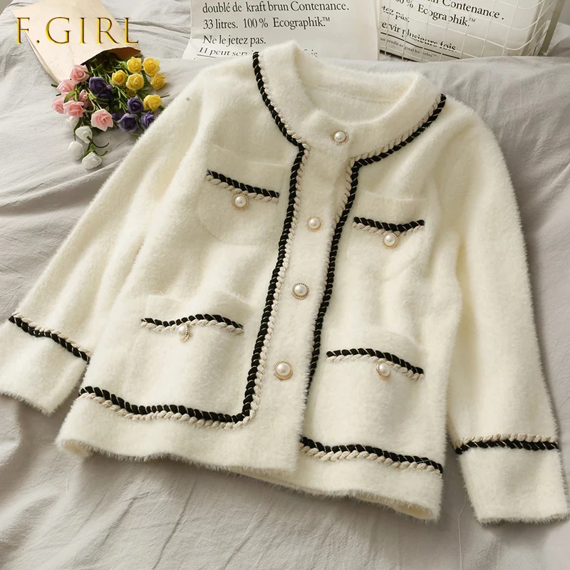 Vintage White Knitted Mohair Cardigans 2021 New Autumn Winter Long Sleeve Cardigans OL Single Breasted Women Sweater
Vintage White Knitted Mohair Cardigans 2021 New Autumn Winter Long Sleeve Cardigans OL Single Breasted Women Sweater