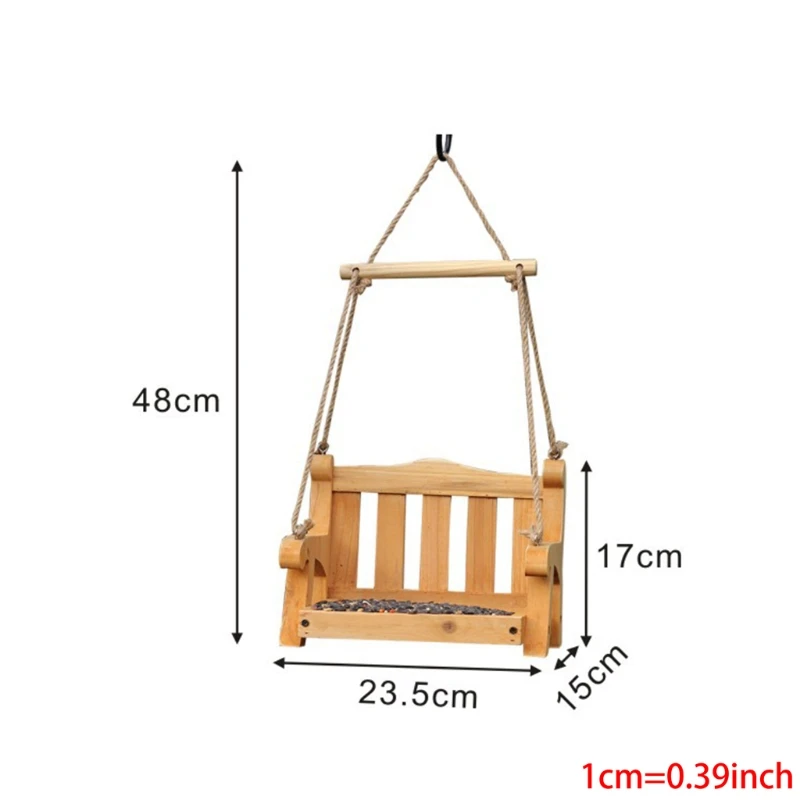 Hanging Bird Feeder Wooden Swing Bench Seed Tray for Attracting Wild Birds 85DB
Hanging Bird Feeder Wooden Swing Bench Seed Tray for Attracting Wild Birds 85DB