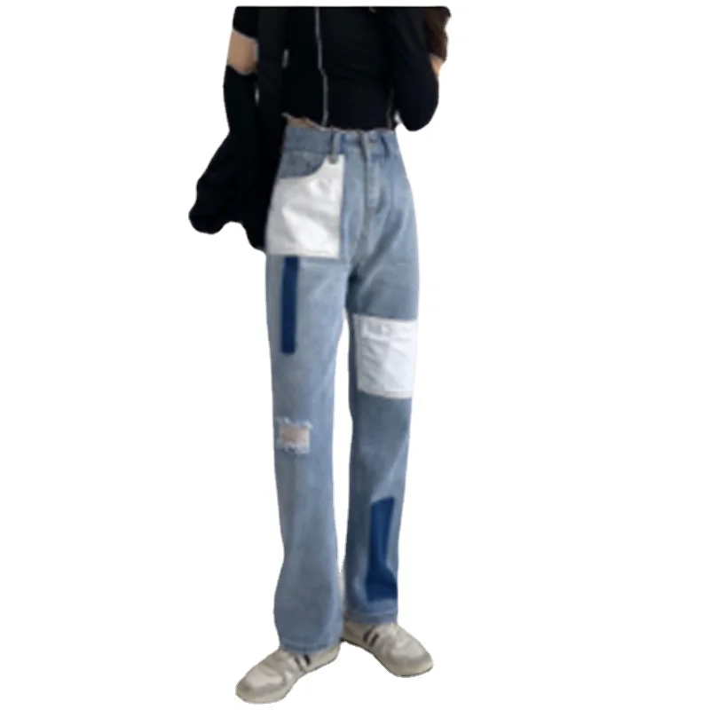 Jeans Women's Spring/Summer New High Waist Loose Thin Ripped Trousers Straight Trend Patch Pants cotton soft breathable sweat
Jeans Women's Spring/Summer New High Waist Loose Thin Ripped Trousers Straight Trend Patch Pants cotton soft breathable sweat