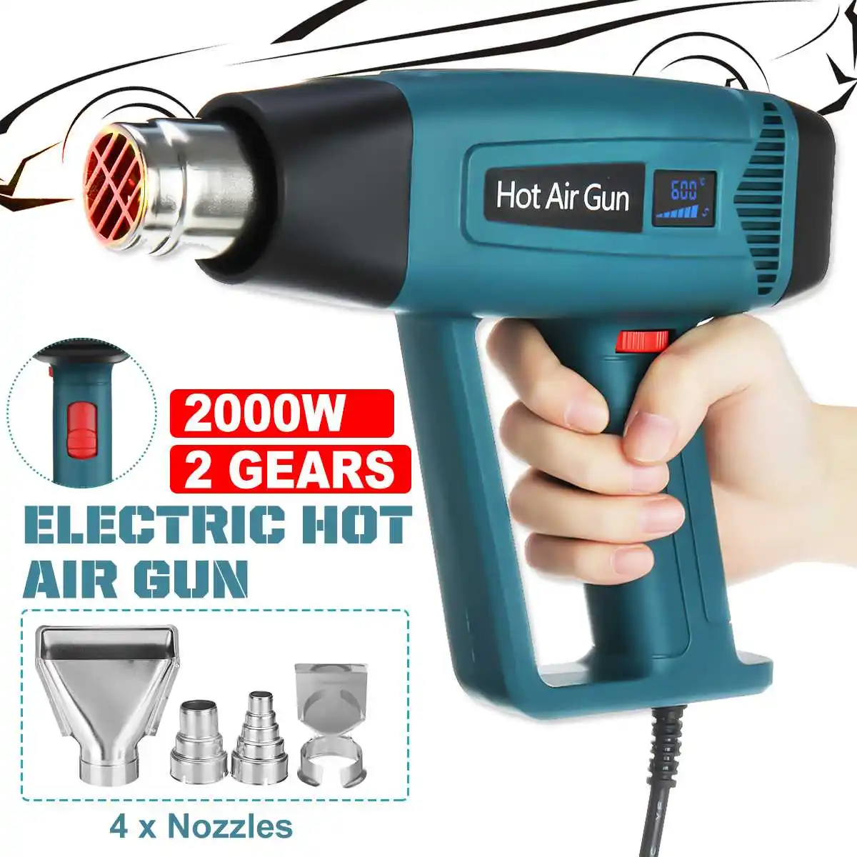2000W LED Hot Air Gun Kit Large Handle Digital display Variable Temperature For Shrink Wrapping Soldering Paint Stripping
2000W LED Hot Air Gun Kit Large Handle Digital display Variable Temperature For Shrink Wrapping Soldering Paint Stripping