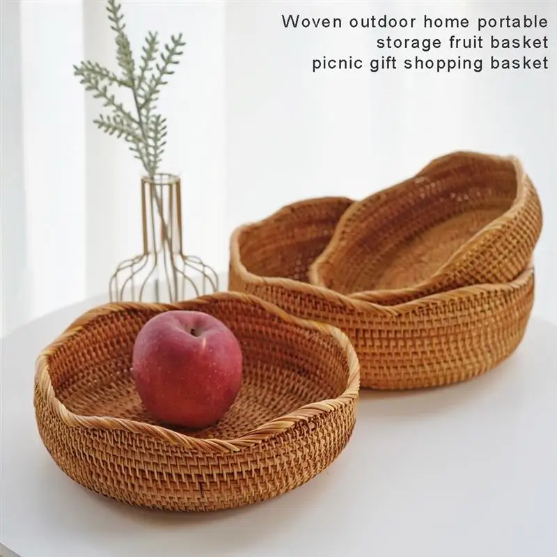 Rattan Storage Basket Floral Edge Hand-Woven Rattan Tray Wicker Basket for Bread Fruit Food Breakfast Display Home Decor
Rattan Storage Basket Floral Edge Hand-Woven Rattan Tray Wicker Basket for Bread Fruit Food Breakfast Display Home Decor