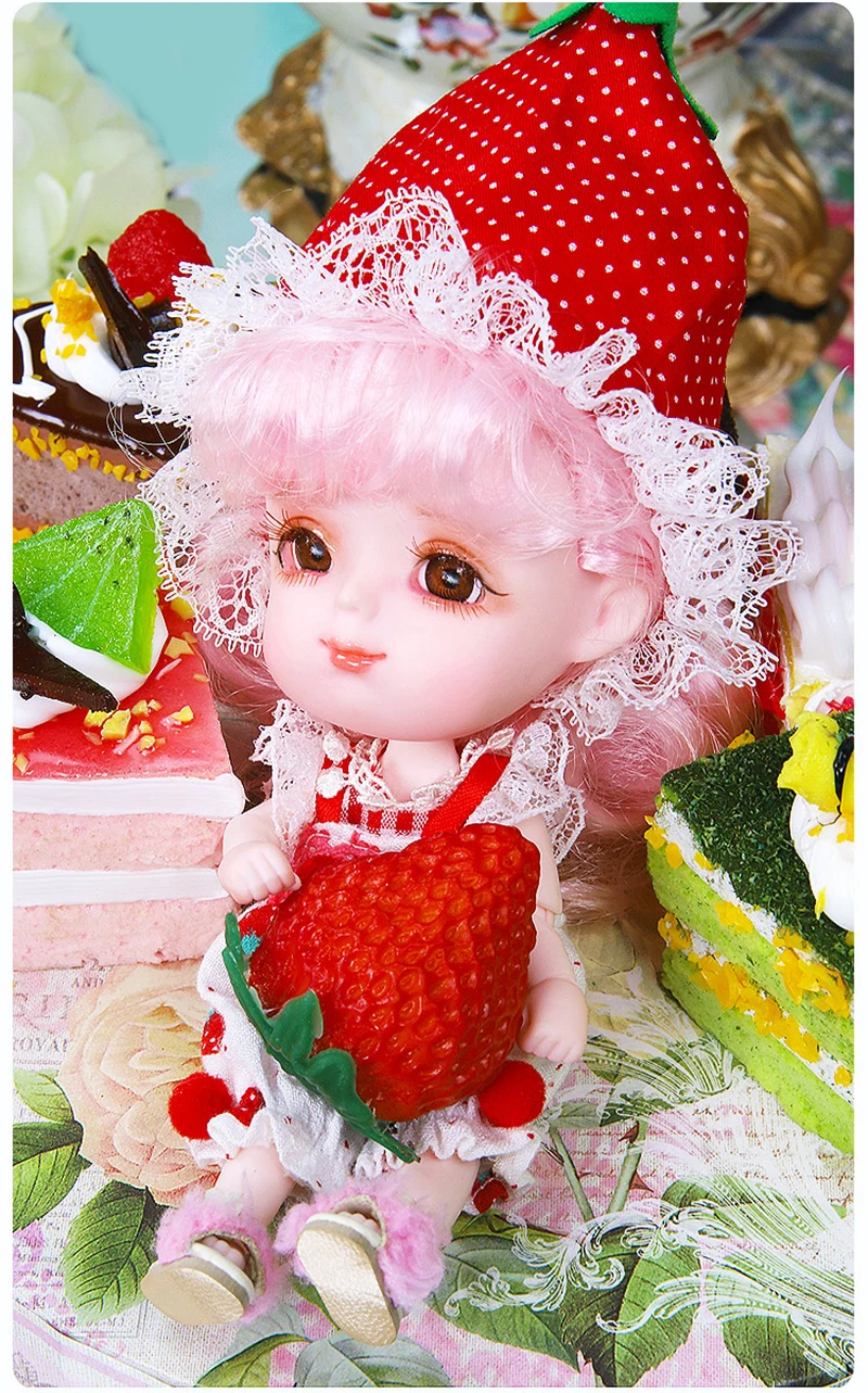 Mini Chinese Girl Doll Collectible 1/12 BJD Dolls with Strawberry Pattern Costume Dudu Plants Doll Toys Gifts For Kids
Mini Chinese Girl Doll Collectible 1/12 BJD Dolls with Strawberry Pattern Costume Dudu Plants Doll Toys Gifts For Kids