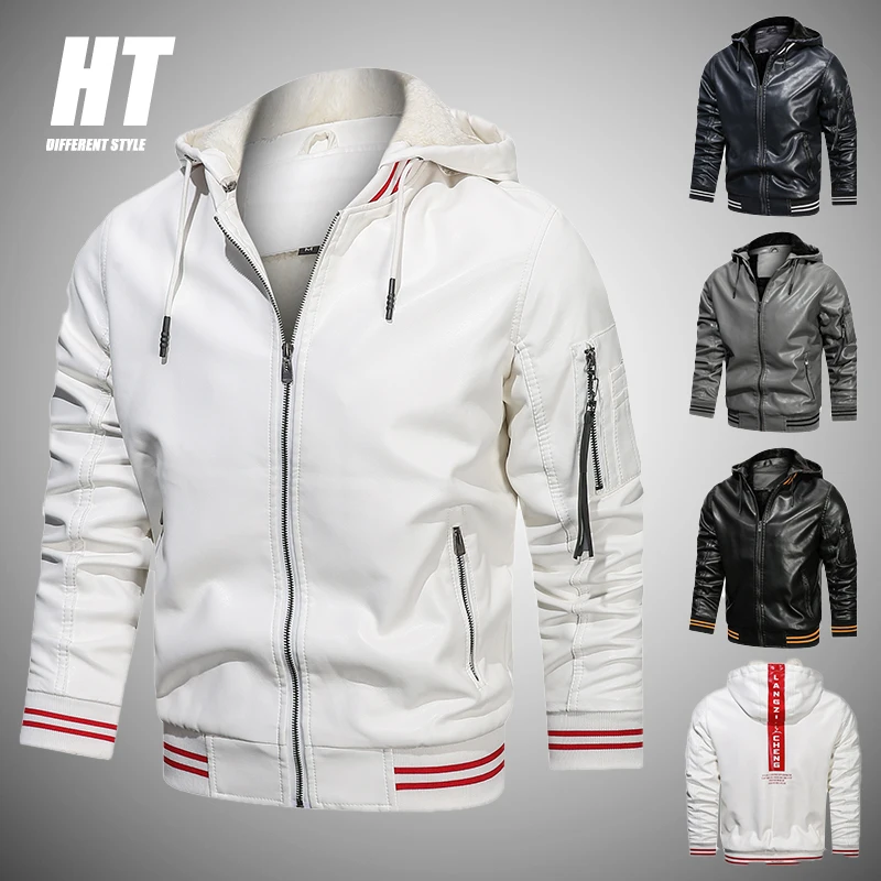 Men Casual Motorcycle Biker Leather Jacket Hooed Coat Men Fashion Glossy Vintage Outwear Zipper Faux PU Leather Jackets Men
Men Casual Motorcycle Biker Leather Jacket Hooed Coat Men Fashion Glossy Vintage Outwear Zipper Faux PU Leather Jackets Men