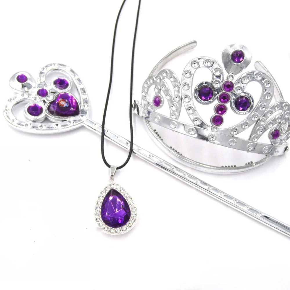3pcs/set Baby Girls Gift Princess Purple Teardrop Amulet Pendant Charm PU Necklaces Tiara Crown Magic Wand Jewelry Set For Child
3pcs/set Baby Girls Gift Princess Purple Teardrop Amulet Pendant Charm PU Necklaces Tiara Crown Magic Wand Jewelry Set For Child