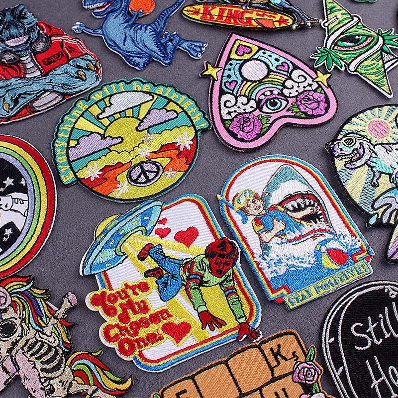 Funny Iron On patch Embroidered Patches For Clothing Hippie Dinosaur Stripes Patches On Clothes DIY Stickers Badges On Backpack 
Funny Iron On patch Embroidered Patches For Clothing Hippie Dinosaur Stripes Patches On Clothes DIY Stickers Badges On Backpack