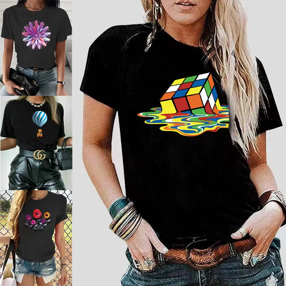 Men's and Women's T-shirt Black Round Neck Rubik's Cube Pattern Printing Top Summer Trend Harajuku Japanese All-match Top
Men's and Women's T-shirt Black Round Neck Rubik's Cube Pattern Printing Top Summer Trend Harajuku Japanese All-match Top