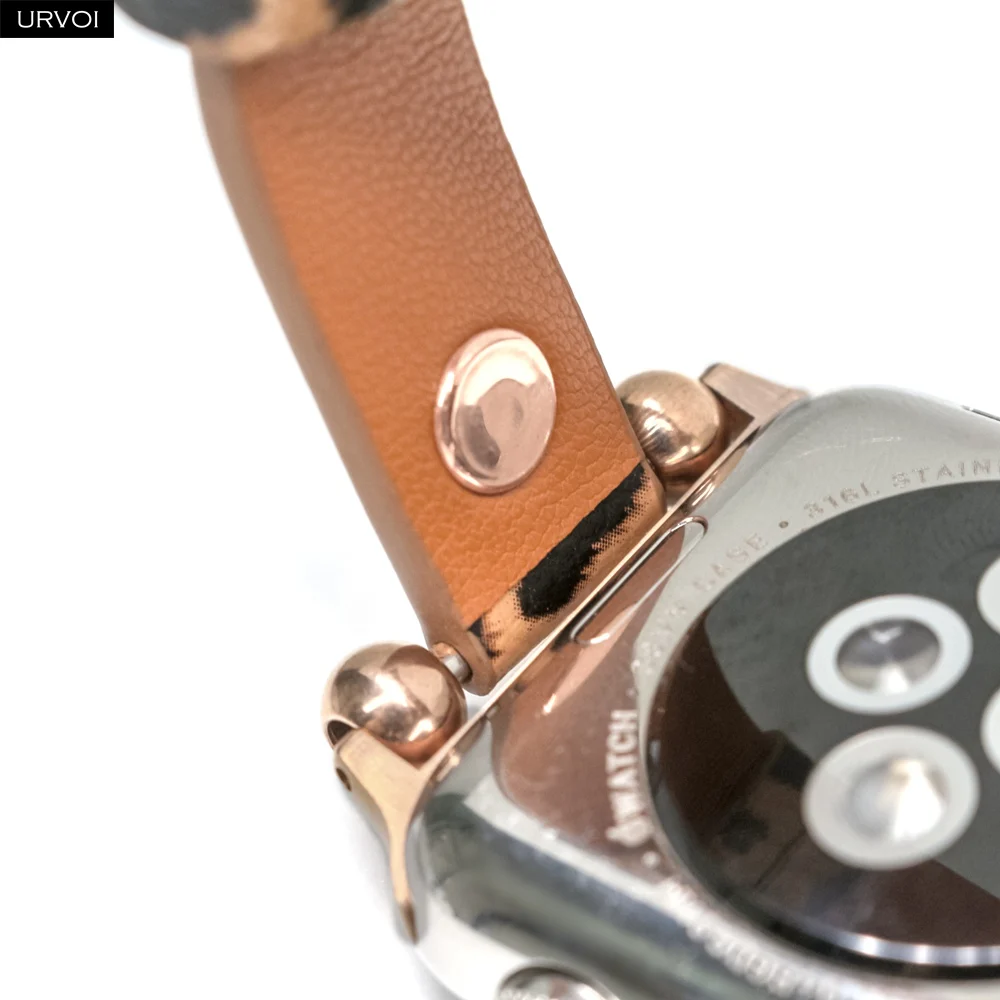 Ремешок URVOI для Apple Watch series 7 6 SE 5 4 3 2 1 ремешок из натуральной кожи iWatch тонкий