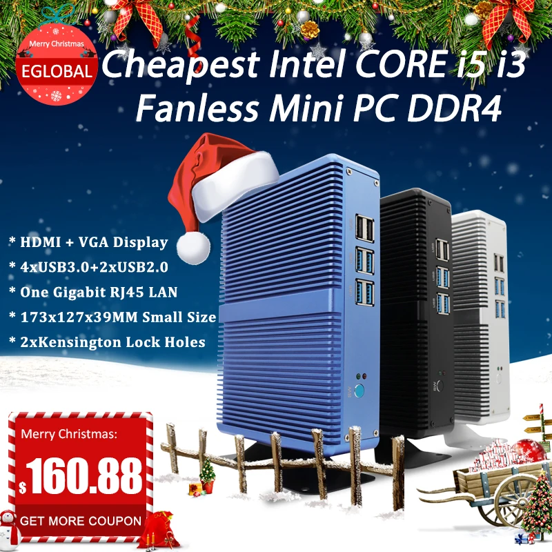 Мини-ПК Intel Core i5 7200U без кулера Windows 10 Pro DDR4/DDR3 2021 ГГц 4K HTPC Wi-Fi HDMI VGA 2 4 | Компьютеры и