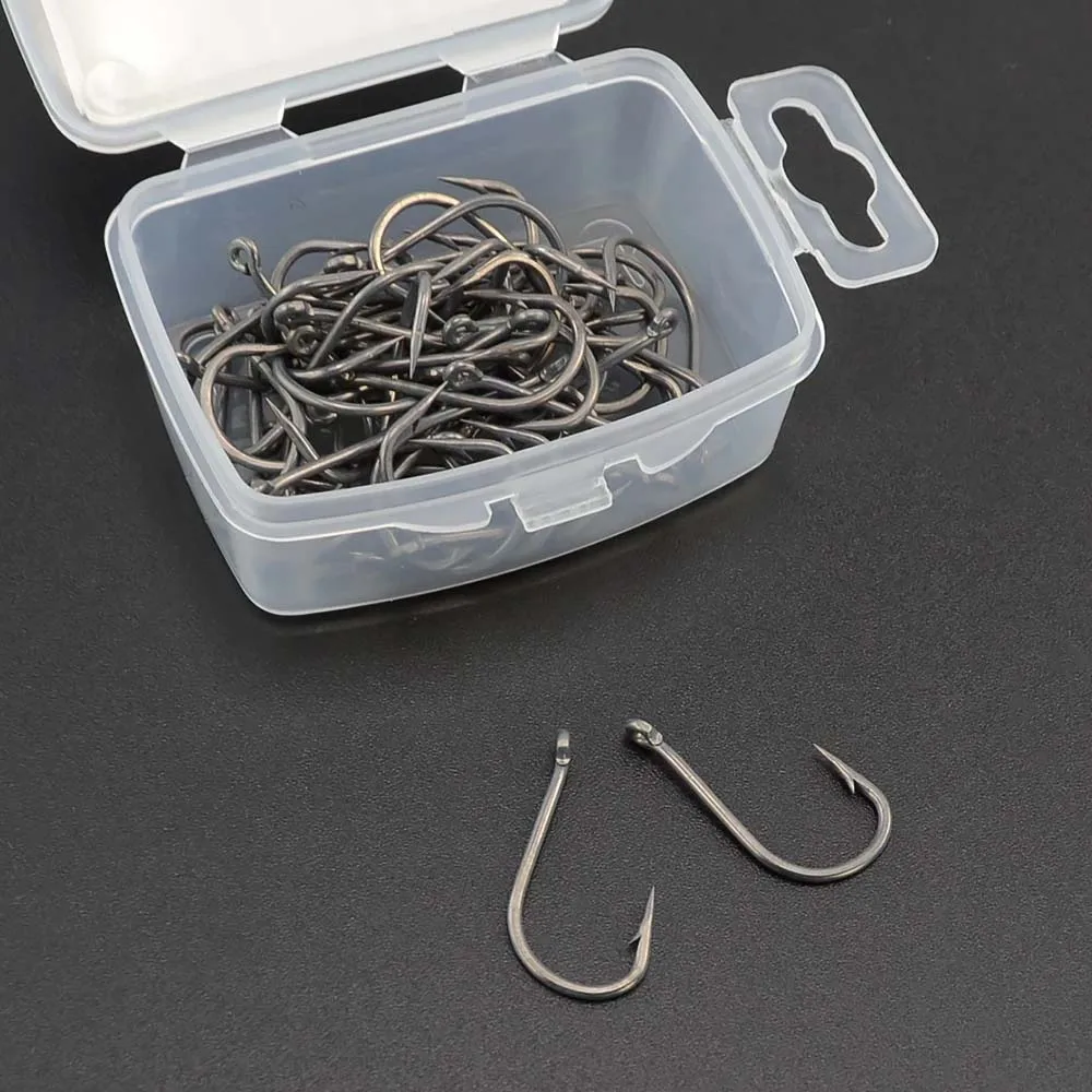 50 Pcs High Carbon Steel Coating Micro Barbed Fish Hook Long-Handled Sharp Tip Seawater Fishing Accessories 
50 Pcs High Carbon Steel Coating Micro Barbed Fish Hook Long-Handled Sharp Tip Seawater Fishing Accessories