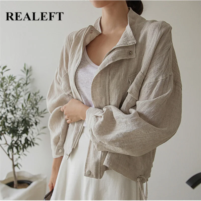 REALEFT 2020 New Autumn Cotton Linen Cargo Jackets Fashion Long Sleeve Casual Stand Collar Coats Korean Style Loose Jacket
REALEFT 2020 New Autumn Cotton Linen Cargo Jackets Fashion Long Sleeve Casual Stand Collar Coats Korean Style Loose Jacket