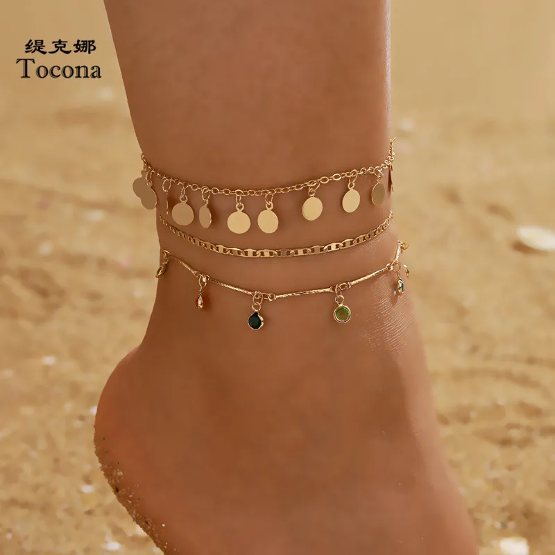 Tocona 3pcs/sets Colorful Rhinestone Tassel Anklets for Women Charm Gold Color Wafer Foot Chain Summer Jewelry Wholesale 14803
Tocona 3pcs/sets Colorful Rhinestone Tassel Anklets for Women Charm Gold Color Wafer Foot Chain Summer Jewelry Wholesale 14803