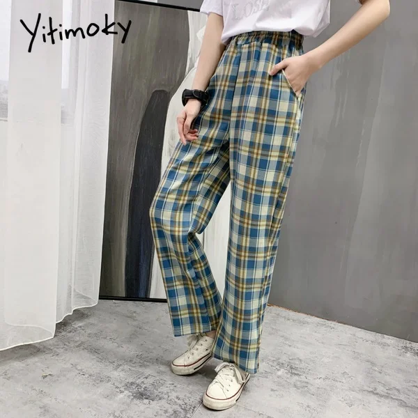 Yitimoky Plaid Pants for Women Elastic Waist Joggers Wide Leg Casual Straight Drawstring Sweatpants Korean Style Clothes Fashion
Yitimoky Plaid Pants for Women Elastic Waist Joggers Wide Leg Casual Straight Drawstring Sweatpants Korean Style Clothes Fashion