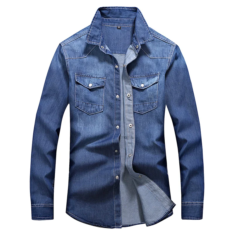 Men's long-sleeved solid denim shirt fashion brand Classic retro denim Pocket decoration Business shirt Spring and Autumn Tops
Men's long-sleeved solid denim shirt fashion brand Classic retro denim Pocket decoration Business shirt Spring and Autumn Tops