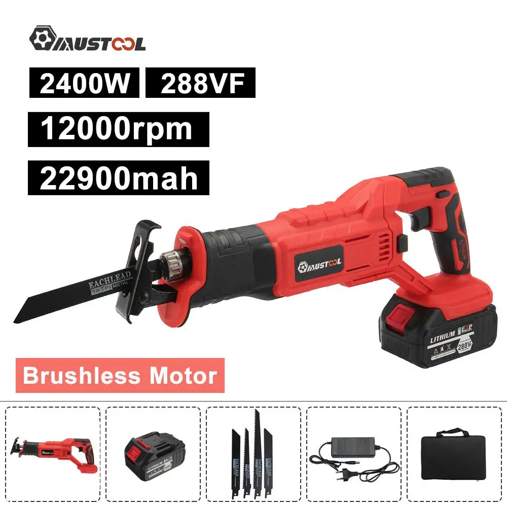 2400W Cordless Electric Reciprocating Saw Brushless Electric Saw Metal Wood Cutter Woodworking Tools For Makita 18V Battery 
2400W Cordless Electric Reciprocating Saw Brushless Electric Saw Metal Wood Cutter Woodworking Tools For Makita 18V Battery