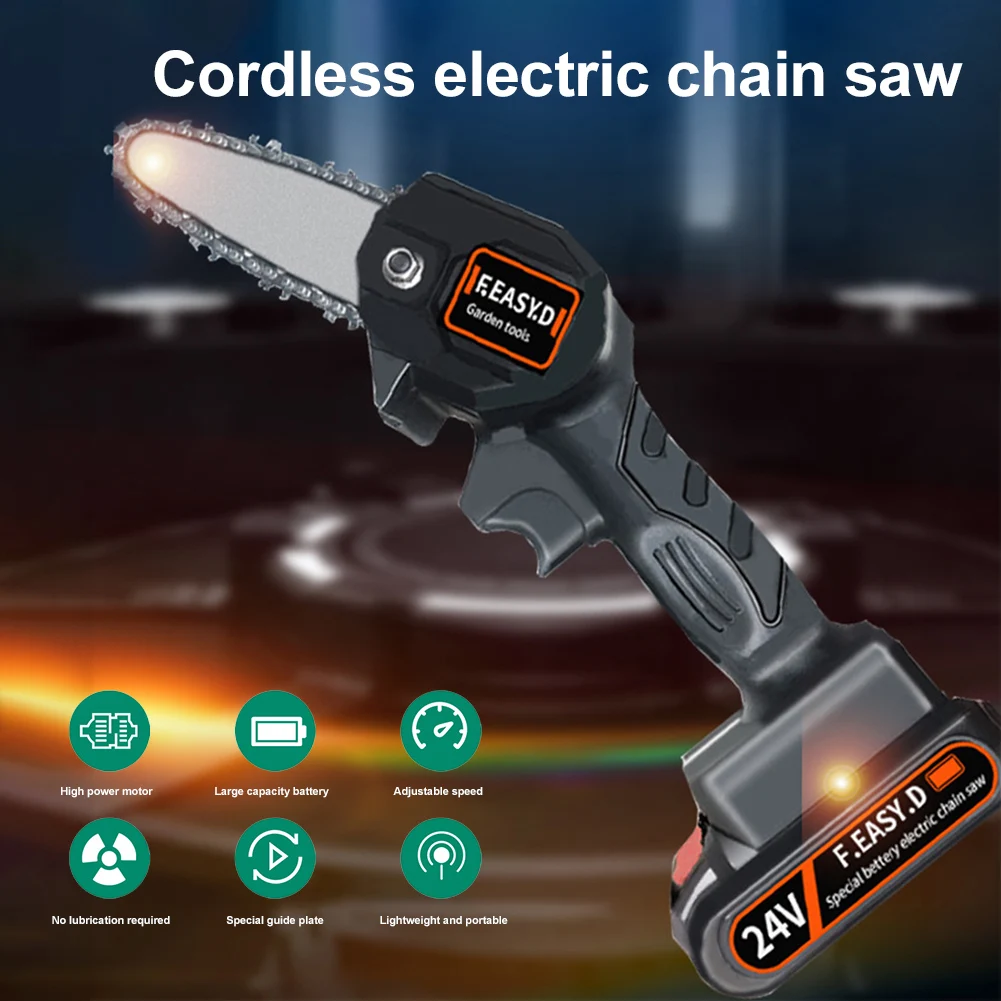 24V Mini Electric Chain Saw Portable 4 Inch Electric Pruning Saw Rechargeable Pruning Shear Garden Electric Pruner Branch Cutter
24V Mini Electric Chain Saw Portable 4 Inch Electric Pruning Saw Rechargeable Pruning Shear Garden Electric Pruner Branch Cutter