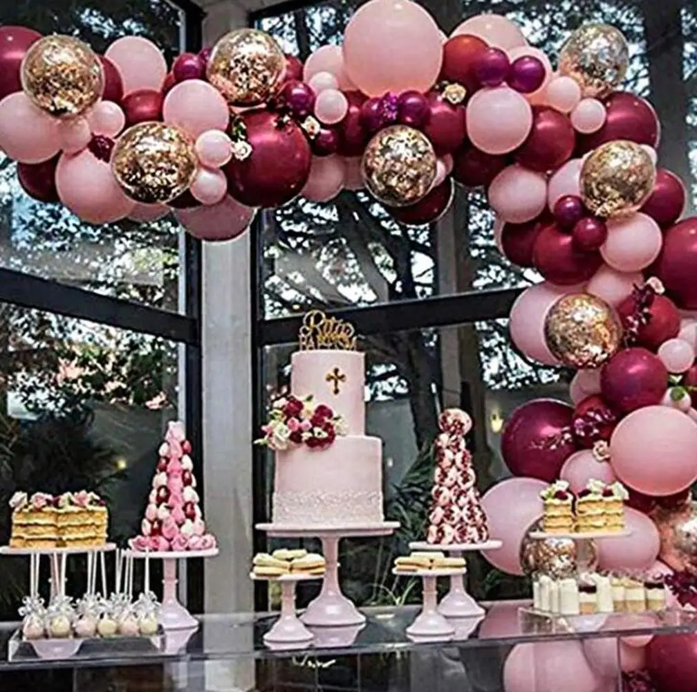 124pcs/Set Pink Gold Confetti Skin Burgundy Balloons Garland Arch Kit Birthday Wedding Valentine's Day Anniversary Party Decor
124pcs/Set Pink Gold Confetti Skin Burgundy Balloons Garland Arch Kit Birthday Wedding Valentine's Day Anniversary Party Decor