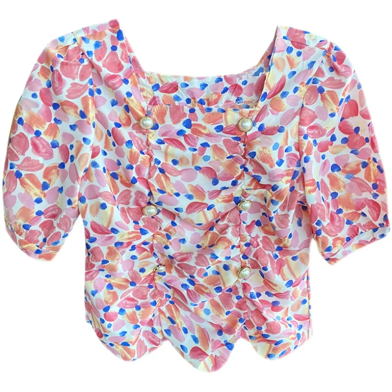 2021 Summer Elegant Square Collar Blouse Women Puff Sleeve Floral Shirt Female Elegant Print Short Tops Ladies
2021 Summer Elegant Square Collar Blouse Women Puff Sleeve Floral Shirt Female Elegant Print Short Tops Ladies